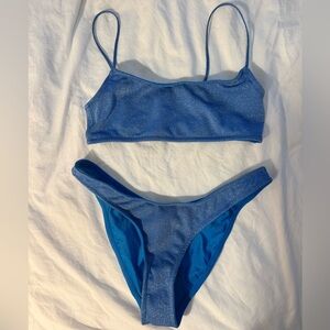 triangl bikini set blue sparkles
